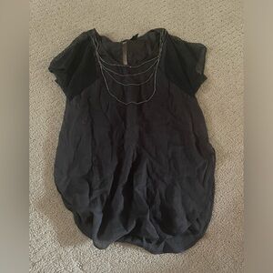 Free People Black Short Sleeve Top Chain Accents Size XS Bin 301